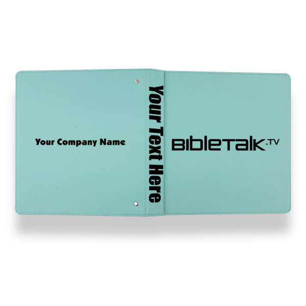 Custom Design - Leather Binder - 1" - Teal - Back Spine Front View