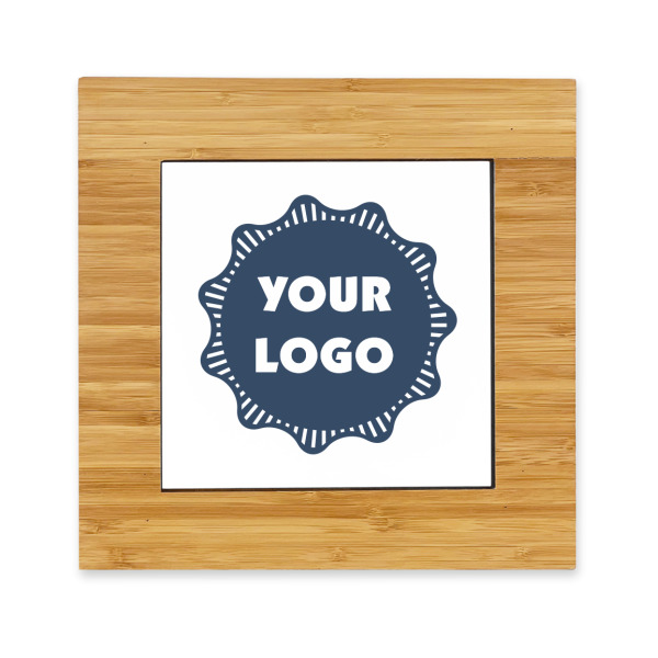 Custom Logo Bamboo Trivet with Ceramic Tile Insert