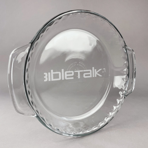 Custom Logo Glass Pie Dish - 9.5in Round