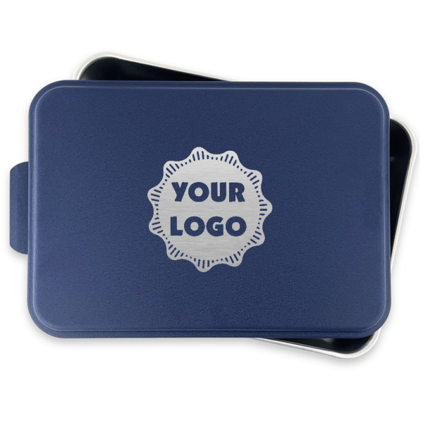 Custom Design - Aluminum Baking Pan - Navy Lid - FRONT w/lid off