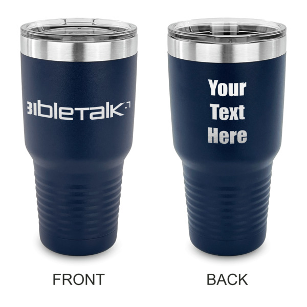 Custom Logo 30 oz Stainless Steel Tumbler - Navy - Double-Sided