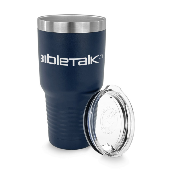 Custom Design - 30 oz Stainless Steel Ringneck Tumblers - Navy - LID OFF