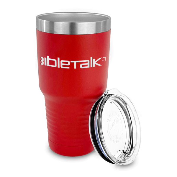 Custom Design - 30 oz Stainless Steel Ringneck Tumblers - Red - LID OFF