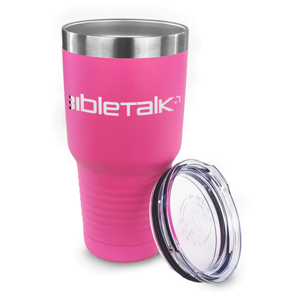 Custom Design - 30 oz Stainless Steel Ringneck Tumblers - Pink - LID OFF