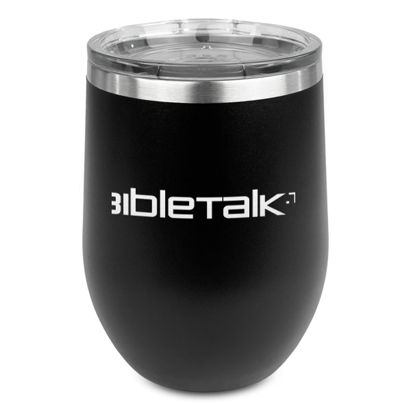 Custom Logo Stemless Stainless Steel Wine Tumbler - Black - Double-Sided