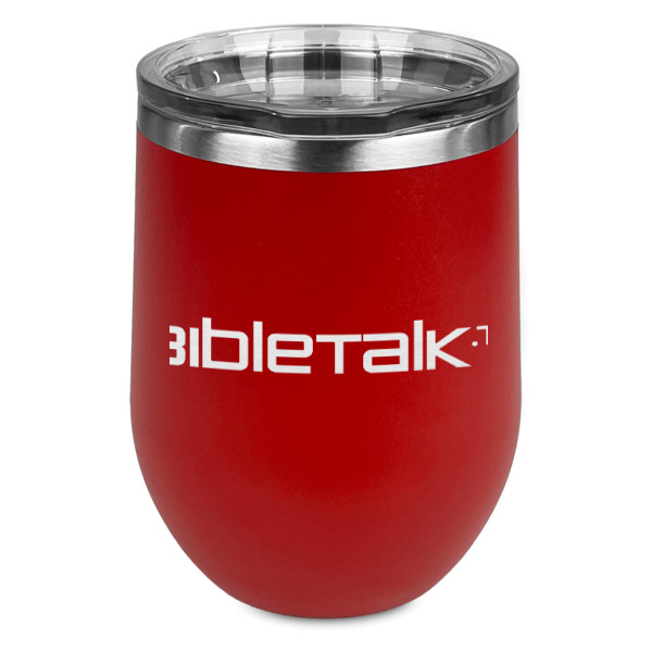 Custom Logo Stemless Stainless Steel Wine Tumbler - Red - Double-Sided