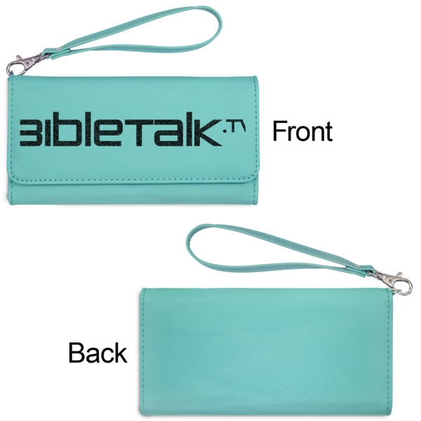 Custom Design - Ladies Wallets - Faux Leather - Teal - Front & Back View