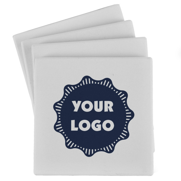 Custom Logo Absorbent Stone Coasters - Set of 4