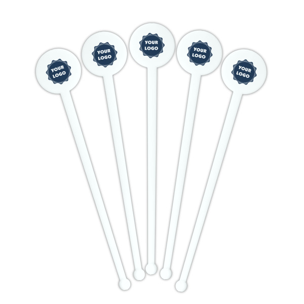 Custom Design - White Plastic 7" Stir Stick - Round - Fan View