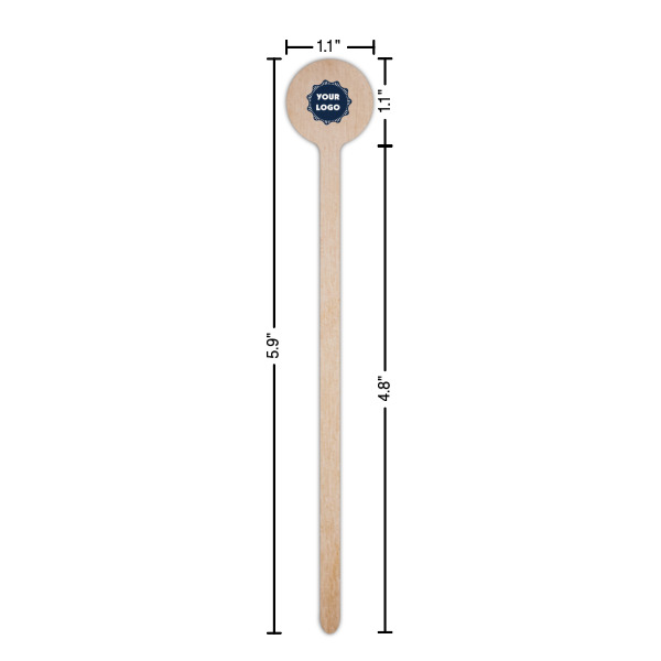 Custom Design - Wooden 6" Stir Stick - Round - Dimensions