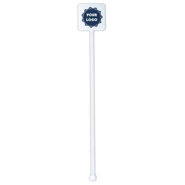Custom Design - White Plastic Stir Stick - Square - Single Stick