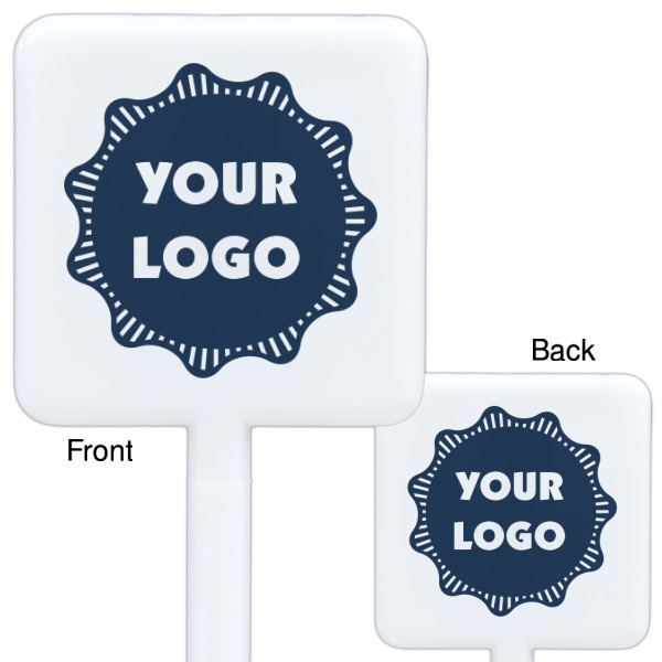 Custom Design - White Plastic Stir Stick - Double Sided - Front & Back