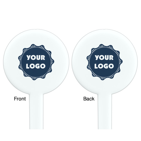 Custom Design - White Plastic 7" Stir Stick - Double Sided - Round - Front & Back