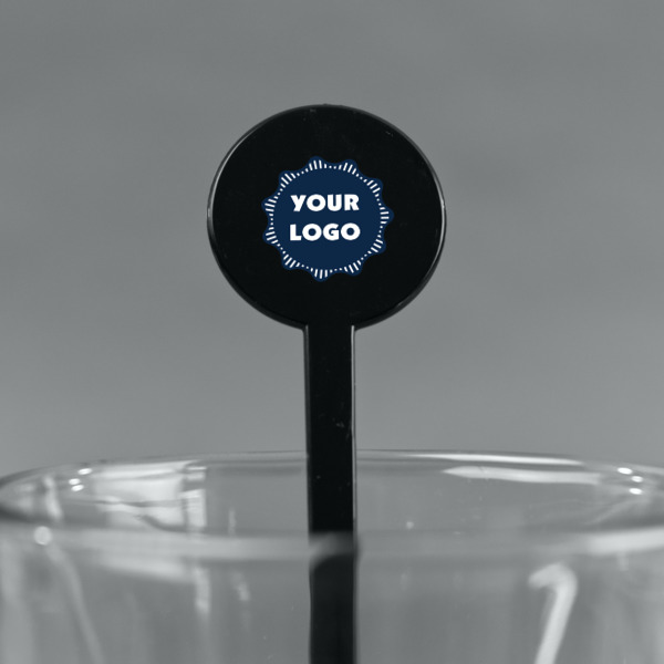 Custom Design - Black Plastic 7" Stir Stick - Round - Main
