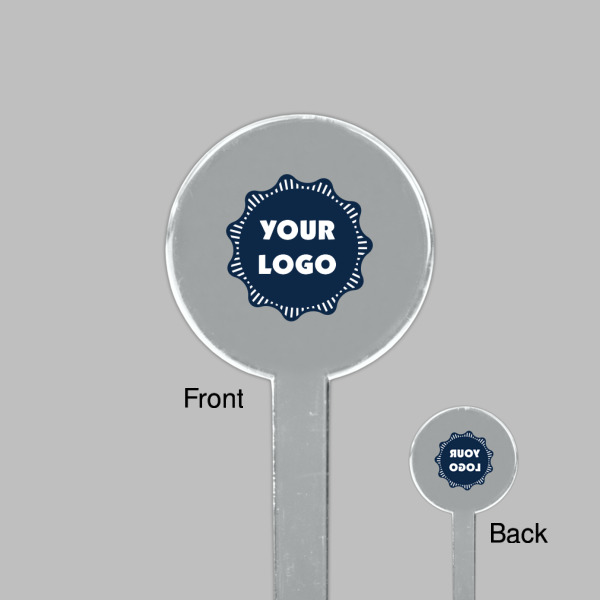 Custom Design - Clear Plastic 7" Stir Stick - Round - Front & Back