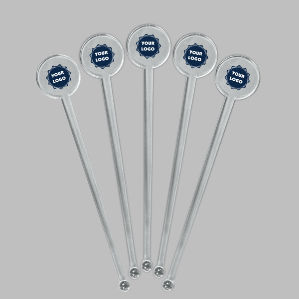Custom Design - Clear Plastic 7" Stir Stick - Round - Fan View