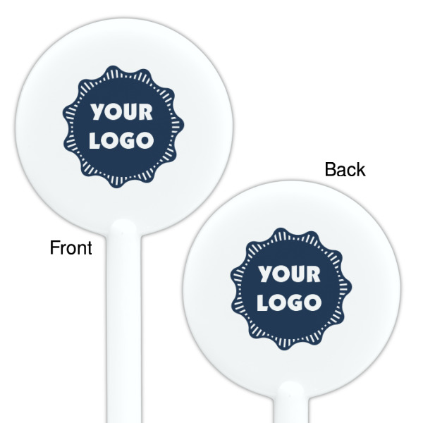 Custom Design - White Plastic 5.5" Stir Stick - Double Sided - Round - Front & Back