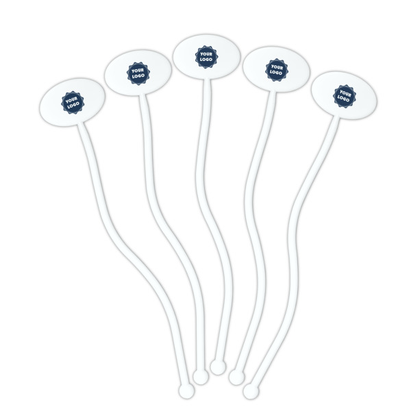 Custom Design - White Plastic 7" Stir Stick - Oval - Fan