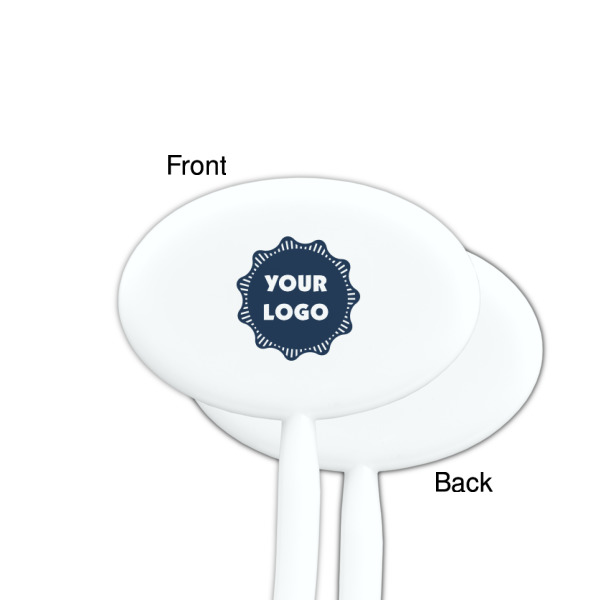 Custom Design - White Plastic 7" Stir Stick - Single Sided - Oval - Front & Back