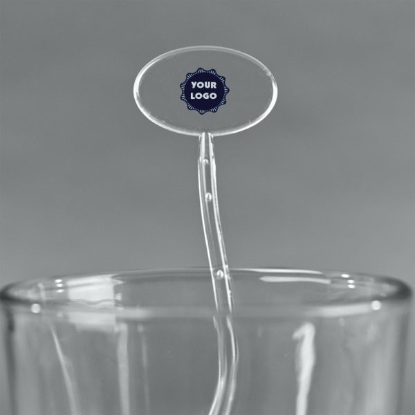 Custom Design - Clear Plastic 7" Stir Stick - Oval - Main