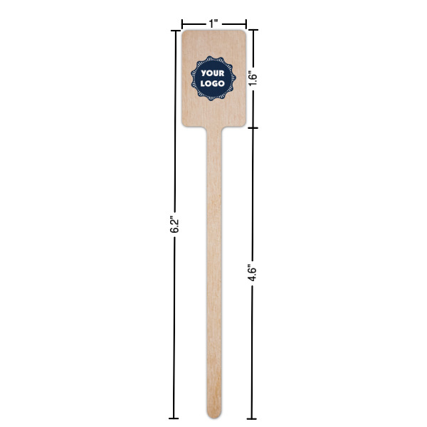 Custom Design - Wooden 6.25" Stir Stick - Rectangular - Dimensions