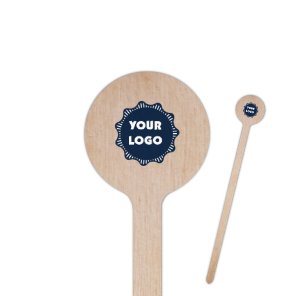 Custom Logo 7.5" Round Wooden Stir Sticks - Single-Sided
