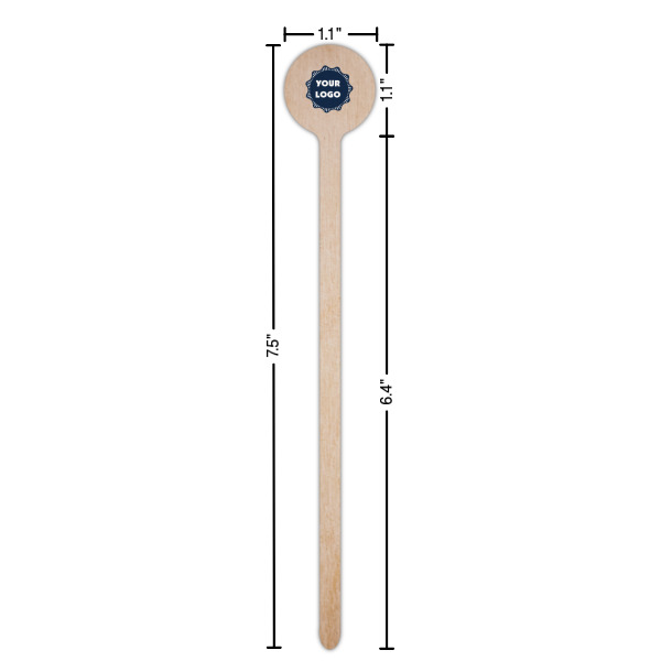 Custom Design - Wooden 7.5" Stir Stick - Round - Dimensions