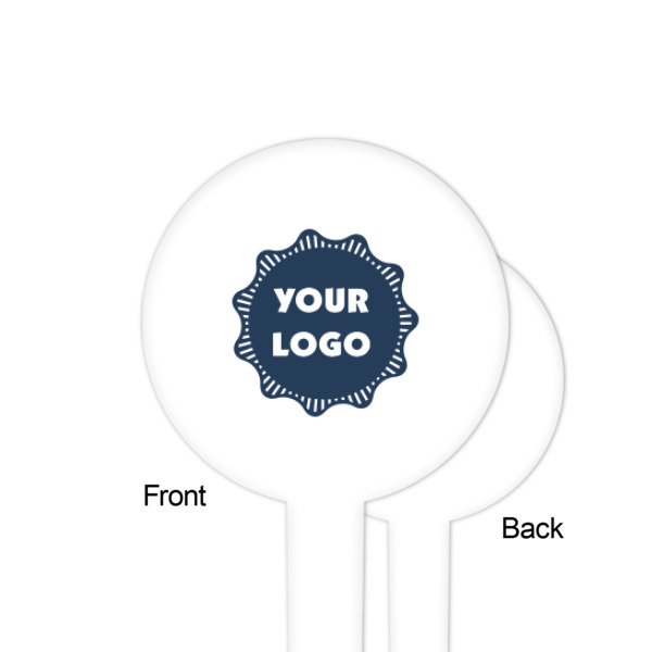 Custom Design - White Plastic 4" Food Pick - Round - Single Sided - Front & Back