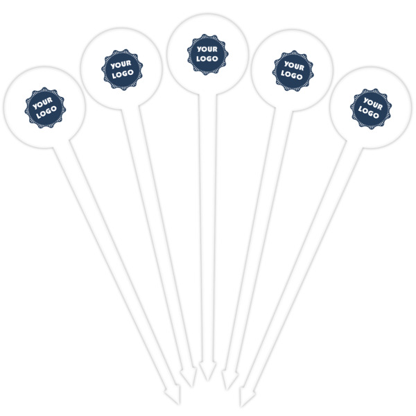 Custom Design - White Plastic 4" Food Pick - Round - Fan View