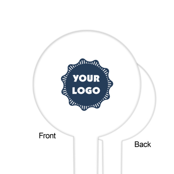 Custom Design - White Plastic 6" Food Pick - Round - Single Sided - Front & Back