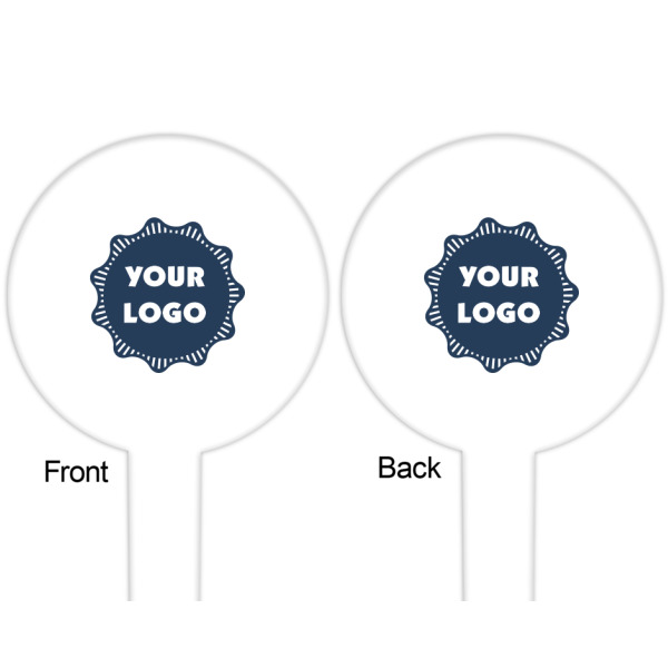 Custom Design - White Plastic 6" Food Pick - Round - Double Sided - Front & Back