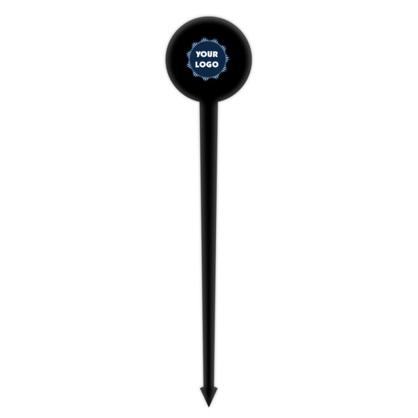Custom Design - Black Plastic 4" Food Pick - Round - Single Pick