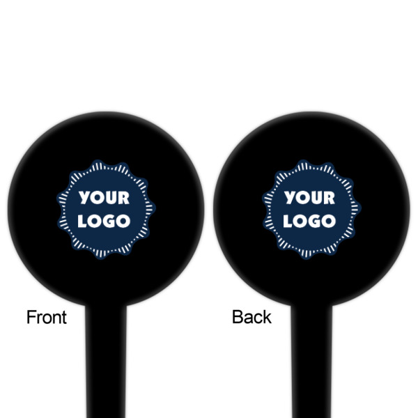 Custom Design - Black Plastic 4" Food Pick - Round - Double Sided - Front & Back
