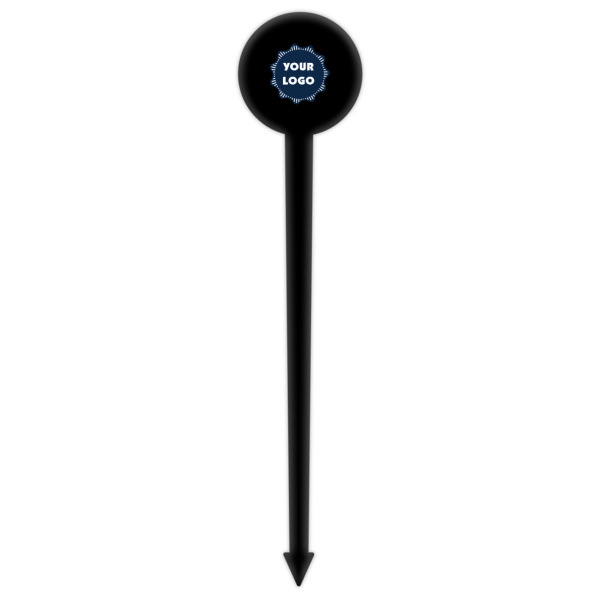 Custom Design - Black Plastic 6" Food Pick - Round - Single Pick