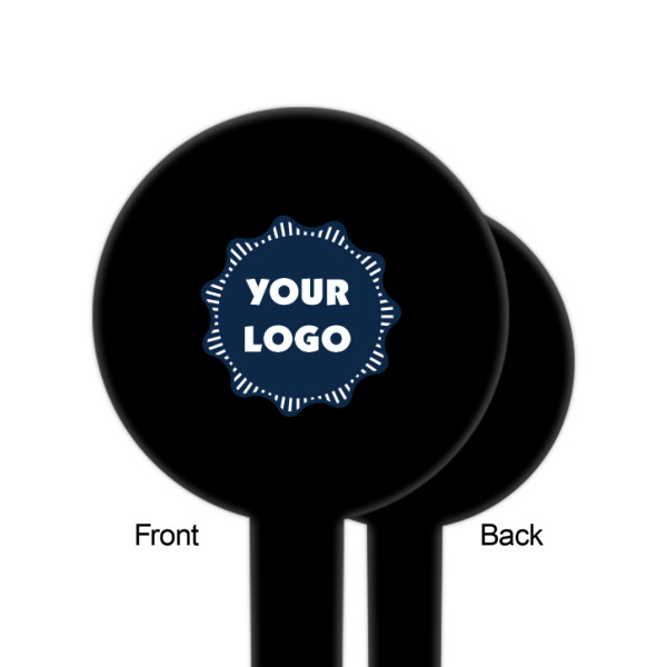 Custom Design - Black Plastic 6" Food Pick - Round - Single Sided - Front & Back