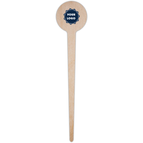 Custom Design - Wooden 4" Food Pick - Round - Single Pick