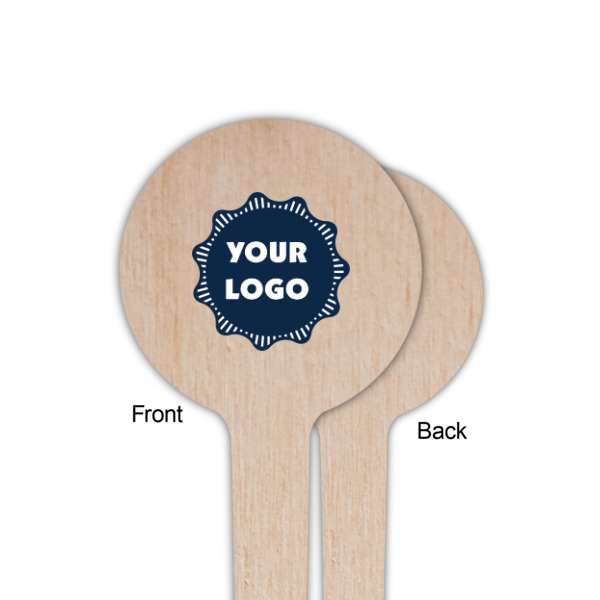 Custom Design - Wooden 4" Food Pick - Round - Single Sided - Front & Back