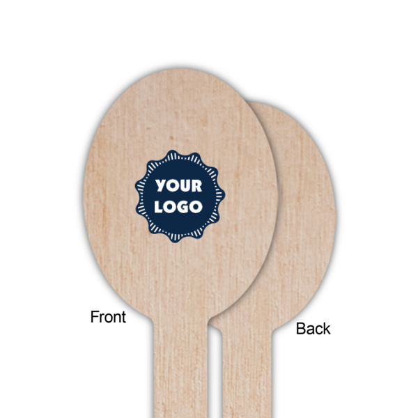 Custom Design - Wooden Food Pick - Oval - Single Sided - Front & Back