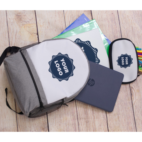 Custom Design - Large Backpack - Gray - With Stuff