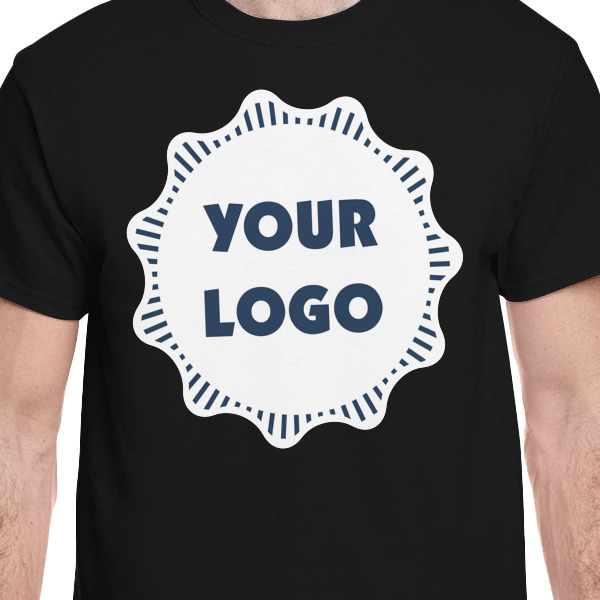 Custom Design - Black Crew T-Shirt on Model - CloseUp