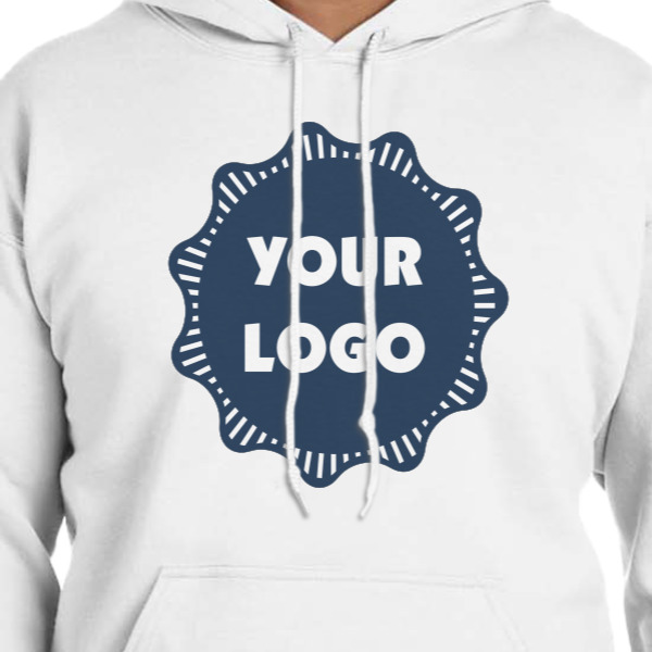 Custom Design - White Hoodie on Model - CloseUp