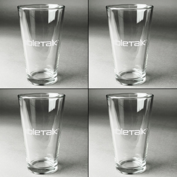 Custom Design - Set of Four Engraved Beer Glasses - Individual View