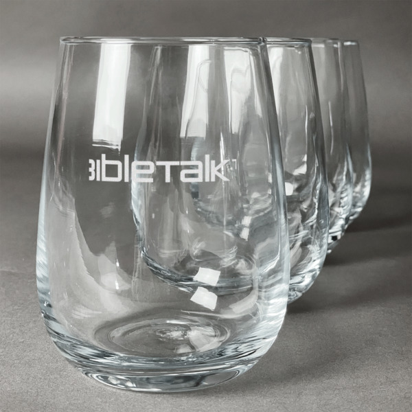 Custom Logo Stemless Wine Glasses - Laser Engraved- Set of 4