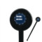 Logo 7" Round Plastic Stir Sticks - Black - Single-Sided