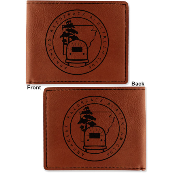 Custom Design - Cognac Leatherette Bifold Wallets - Front and Back