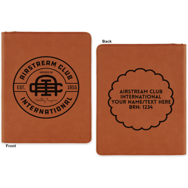 Custom Design - Cognac Leatherette Zipper Portfolios with Notepad - Double Sided - Apvl