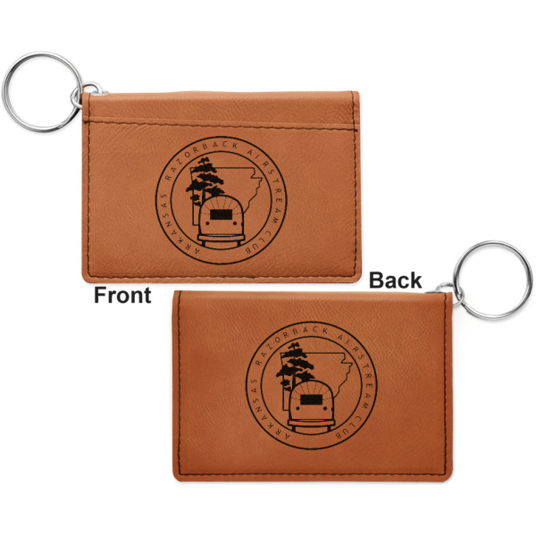 Custom Design - Cognac Leatherette Keychain ID Holders - Front and Back Apvl