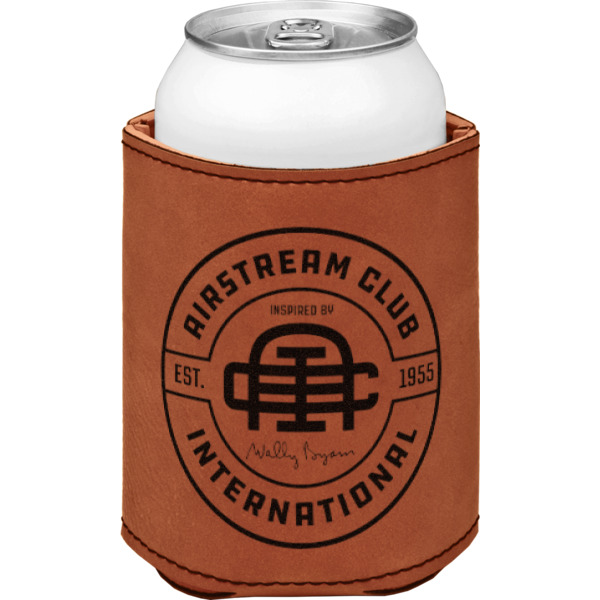Custom Design - Cognac Leatherette Can Sleeve - Single Front