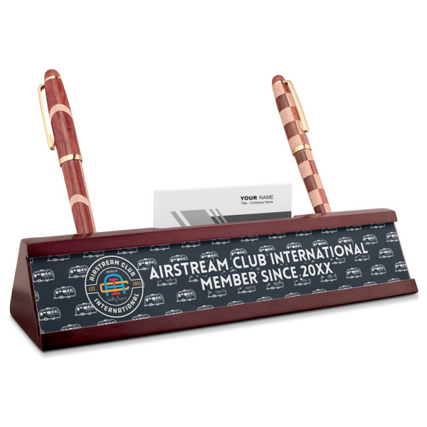 Custom Design Your Own Red Mahogany Nameplate with Business Card Holder