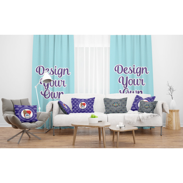 Custom Design - Sheer and Custom Curtains in Room with Matching Pillows